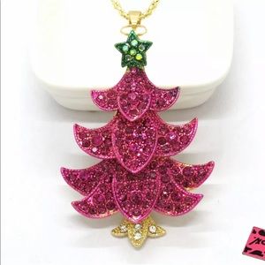 Betsey Johnson Mauve Christmas Tree Necklace